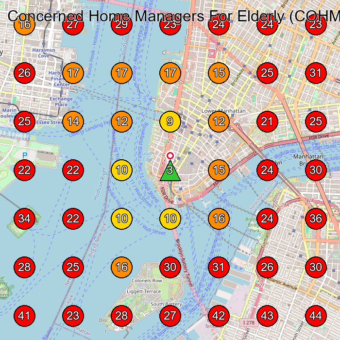 Concerned Home Managers For Elderly (COHME, Inc.) GeoGrid visibility map for Medical Equipment Supplier in New York